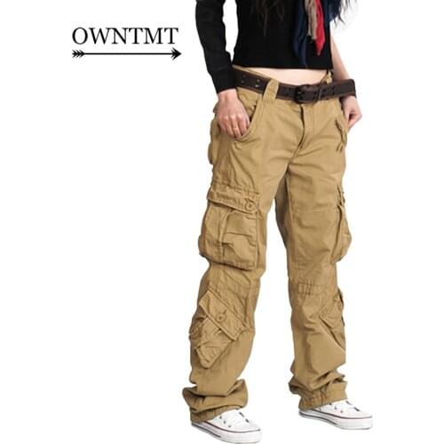 Cargo Pants Women Camouflage Dance trousers Women Hip Hop Loose Jeans Multi-Pockets Baggy overalls Pants For female PLUS SIZE