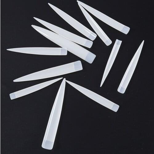 Clear Natural XXL Extra Long Stiletto Fake Nail Tips Set Acrylic Half Cover Transparent Salon False Nails Dropshipping