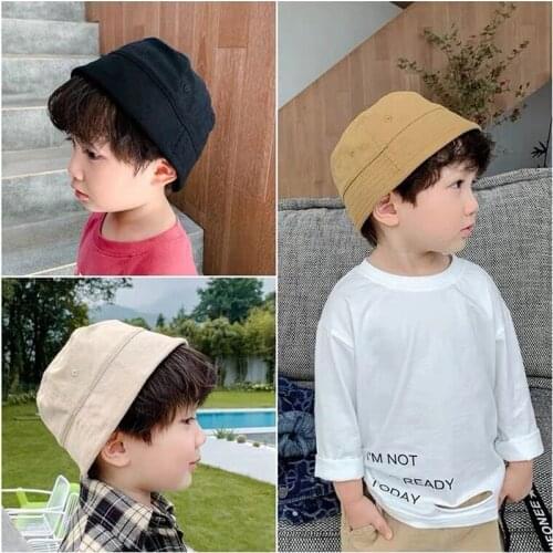 New Korean Version Kids Caps Spring Autumn Boy Pure Color Basin Hat Joker Panama Beach Girl Bucket Hats Child Baby Fisherman Cap