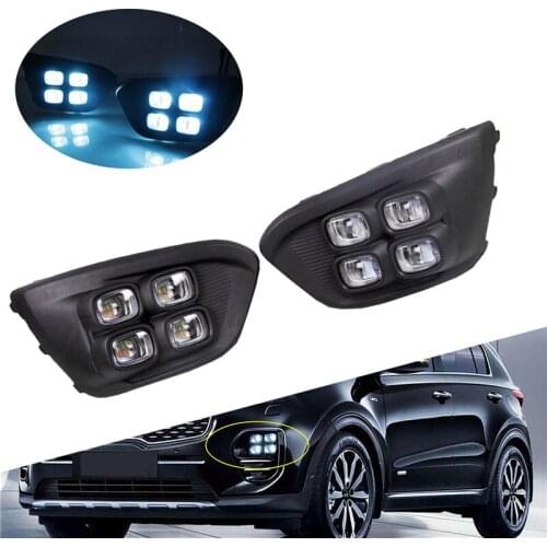 1Pair Super Bright Car Driving Daytime Running Lights Turning Signal Indicator Lamps Fog Light for Kia Rio X-line Car Day Light