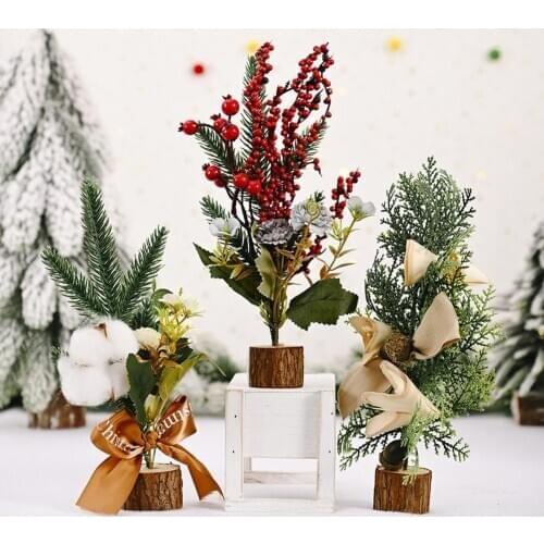 Home Creative Artificial Christmas Tree Decor Red Fruit Pine Desk DIY Craft