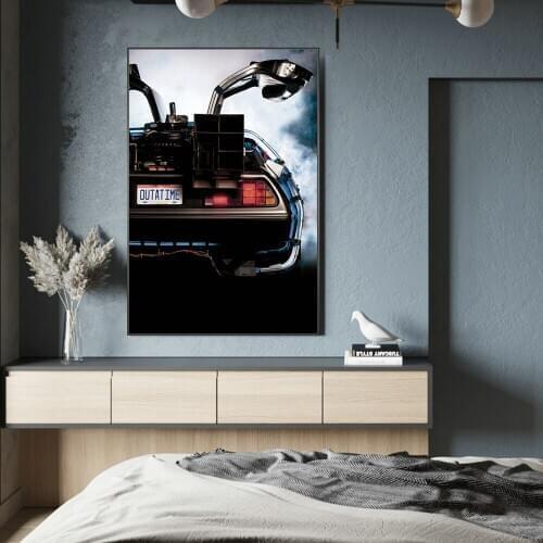 Movies Back to the Future Car Delorean Time Machine Art Canvas Print Painting Living Room Wall Picture Home Decoration Poster