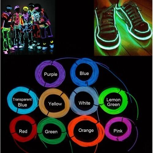 1m/2m Flexible Neon LED Light Glowing EL Wire Strip Tube Night Lights neon party Lights for Car Dance Party Decoration Fashion