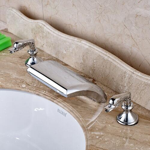 Chrome Finish Waterfall Bathroom Basin Faucet Tub Spout Vessel Sink Mixer Tap