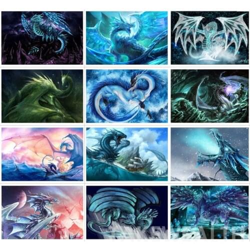 5D Diy Animal Diamond Painting Cross Stitch Cartoon Full Square Round Diamond Embroidery Snow Dragon Rhinestone Home Decor
