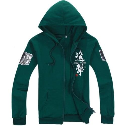 Best Sellers Anime Attack on Titan Cosplay Costumes Hoodie Green Black Scouting Legion Hooded Sweater for Unisex