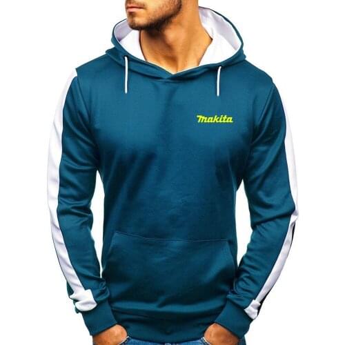 2021 Makita New Brand Mens Spring Autumn Hoodies Slim Hooded Mens Fashion Delicate Outwear Warm Plain Casual Coat Print Tops