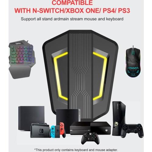 Colorful Backlight One-handed Gaming Mini Keyboard Mouse Set USB PS4 Keypad Mice with Converter Adapter for ps4 switch