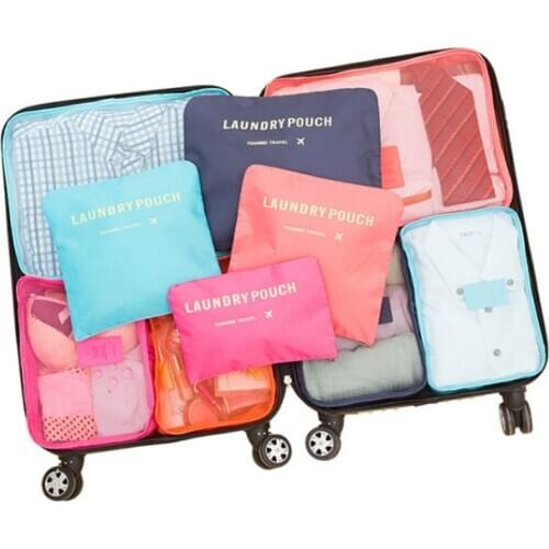 6PCS Travel Storage Bag Set for Clothes Tidy Organizer Wardrobe Suitcase Pouch Travel Organizer Bag Case Shoes Packing Cube Bag