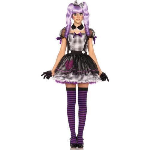 New Chic Black Lace Fancy Party Dress Halloween Women Girls Funny Joker Circus Clown Cosplay Costume Purple Fantasy Dress
