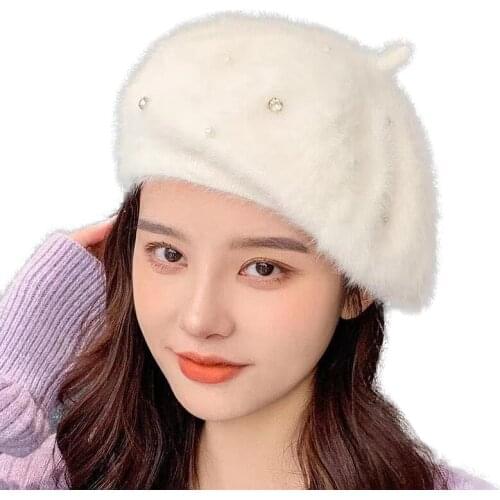 New Girl Berets Autumn Winter Hats for Women New Fashion French Beret Hat Ladies Rabbit Fur Berets for Women Artist Painter Hat