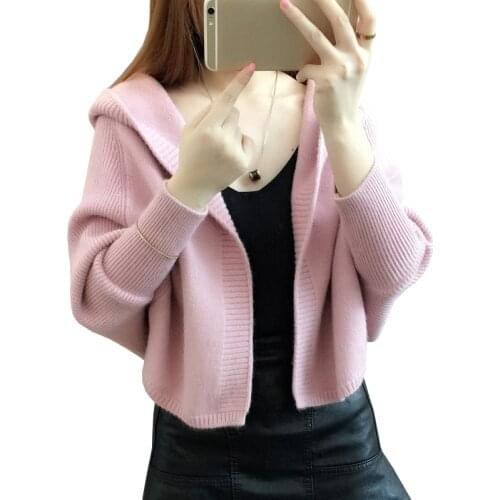 Autumn Winter Hooded Cardigans and Sweaters 2021 New Batwing Sleeve Shawl Jacket Ladies Knitted Cape Female Cloak Coat