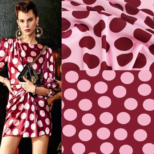 Polyester Sewing Material Spring and Summer Design Clothing Fabrics Dot Pattern Imitation Silk Satin Fabric For Summer Dress