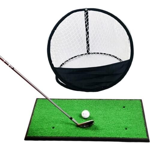 Professional Metal+Net Golf Pop UP Indoor Outdoor Chipping Pitching Cages Mats Practice Easy Net Golf Training Aids