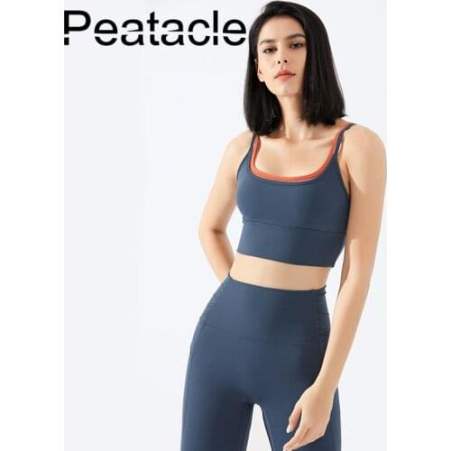 Peatacle Sport Underwear Women Running Workout Gather Stereotype Yoga Vest Beauty Back Fitness Bra Padded High Impact