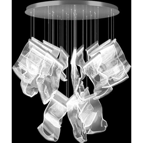 LED Postmodern Silver Love Paper Designer Chandelier Lighting Lustre Suspension Luminaire Lampen For Dinning Room