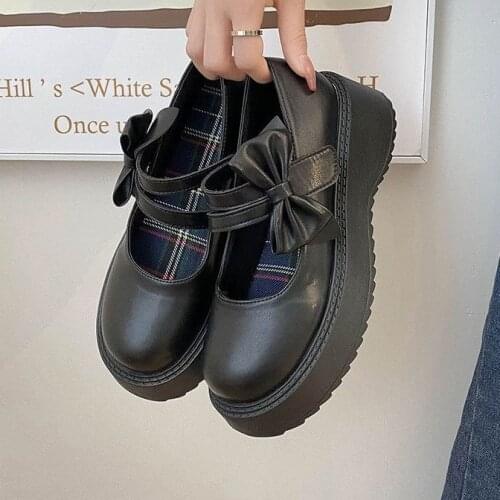 Lolita Shoes bow Women Japanese Mary Jane Shoes Women Vintage Girls Students JK Uniform High Heel Platform Shoes Cosplay