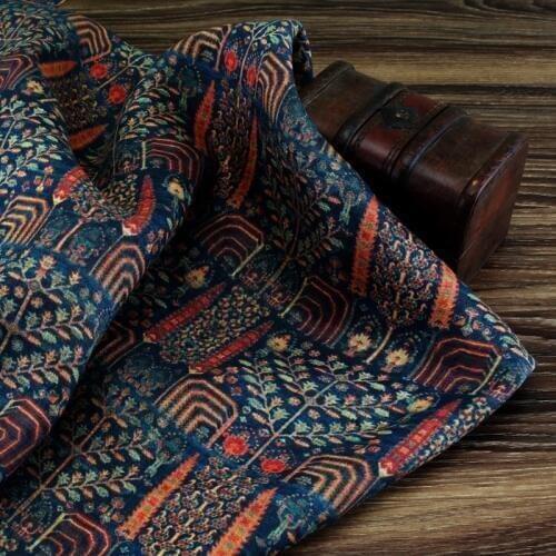 High grade vintage ramie printed cotton fabric Wedding Dress Tulle Skirt Material fabrics for patchwork kumas telas por metros