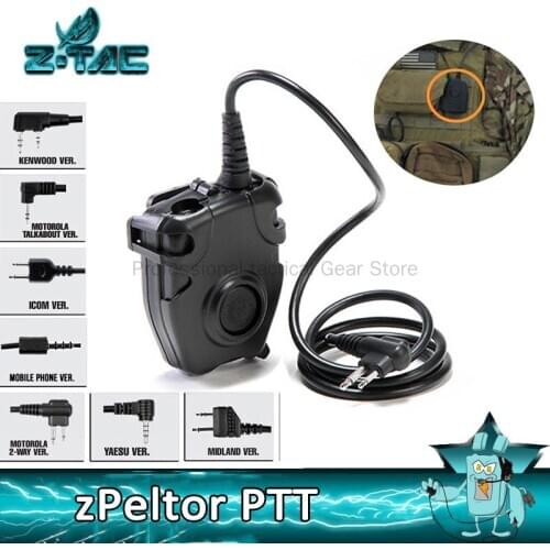 Z-TAC Tactical headphone PTT Z112 Headset PTT Push To Talk Adapter Radio Airsoft military For Baofeng UV5R /ICOM/Midland/motola