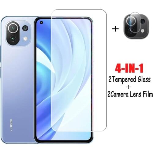 2pcs For Xiaomi Mi 11 Lite Glass Mi 11 Lite 11i 10T Pro Screen Protector Tempered Glass Protective Glass Phone Film Mi 11 Lite