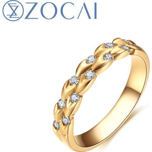 ZOCAI Brand Engagement Rings 0.16 CT Natural Diamond 18k Yellow/White /Rose Gold (AU750)