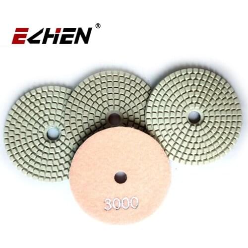 2pcs /lot 4 inch 100mm white resin 7 step wet polishing pads for granite and marble quartz concrete stone fabrication counter