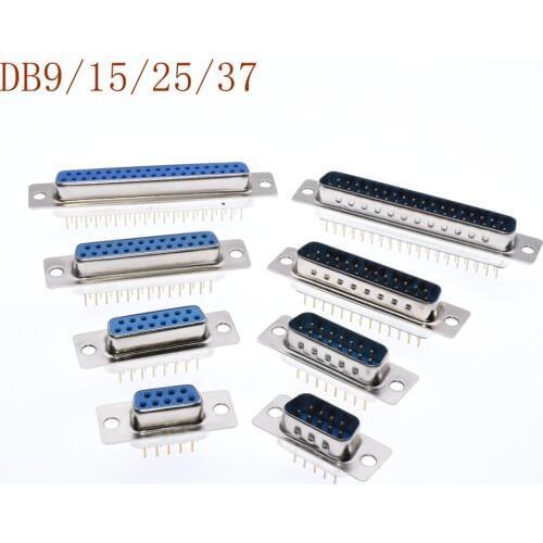 5Pcs DP9 DP15 DP25 DP37 Hole/Pin Female/Male Blue Welded Connector RS232 serial port socket D-SUB adapter DP