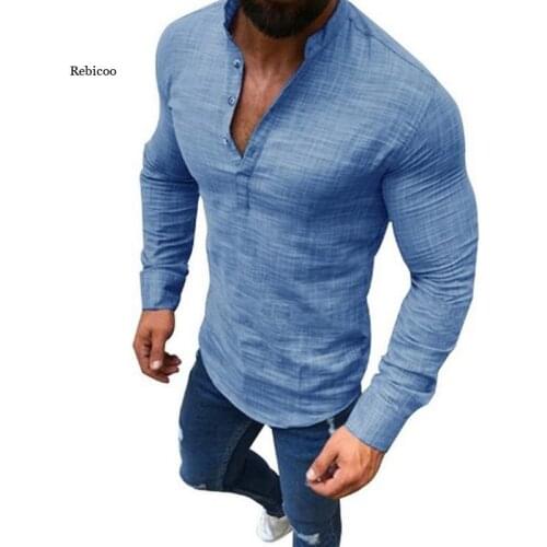 Sexy New Men Long Sleeves Blouse Summer Fashion Casual Cool Clothing Slim Fit Tees Tops Male Breathable Linen Shirt