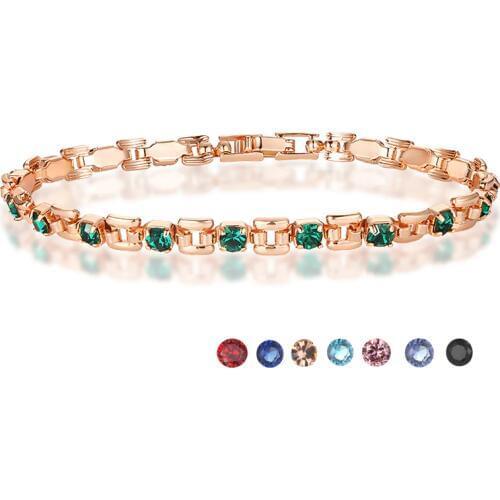 9 Color Women Girls Pink/Green/White/Red/Blue Cubic Zircon Stone Bracelets Wrist Square Shaped Bracelets