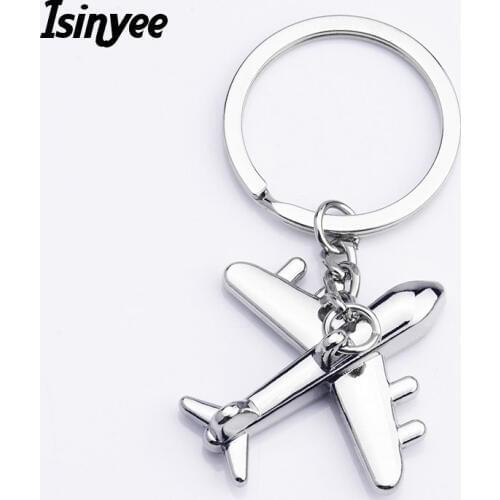 ISINYEE Fashion 3d Civil Aircraft Key Chains For Men Man Women Bags Silver Airplane Keyring Keychain Boyfriend Gifts Jewelry