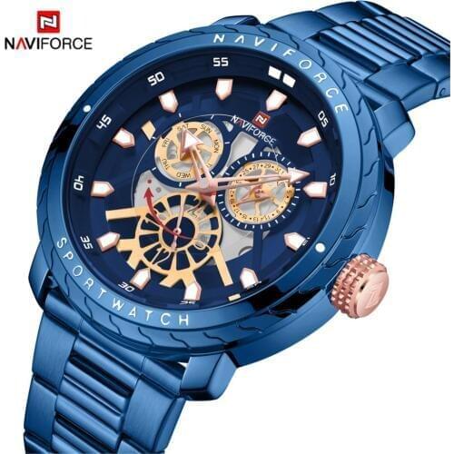 NAVIFORCE Men Watch New Quartz 30M Waterproof Date Week Male Stainless Steel Mens Fashion Casual Sport Clock 2020 Gift for Man