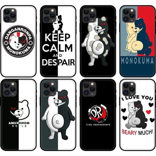 Black tpu case for iphone 5 5s se 6 6s 7 8 plus x 10 cover for iphone XR XS 11 pro MAX case Kumamon Danganronpa Monokuma