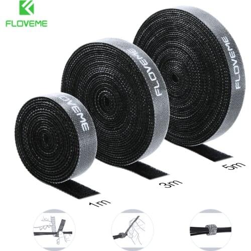 FLOVEME 5M Velcro Cable Organizer Mciro USB TypeC Cabo Wire Winder Earphone Cord Charger Cable Protector Holder Cable Management