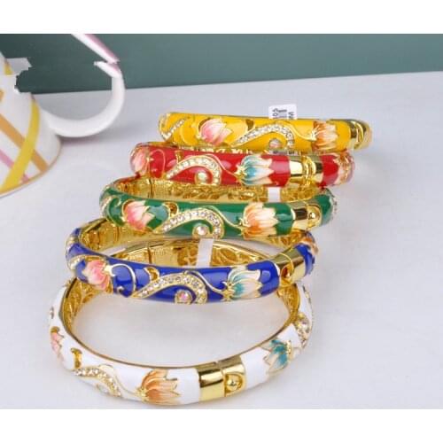 Beautiful Beijing cloisonne bracelet double-layer crystals female bracelet ethnic style jewelry