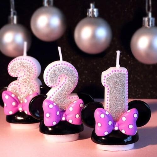 Creative Cartoon Candles girl Bowknot Digits Flameless for Children Gifts Happy Birthday Annivesary Party Decoration Supplies