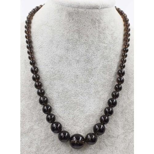Smoky quartz 6-14mm round necklace 18inch wholesale beads nature FPPJ woman 2018