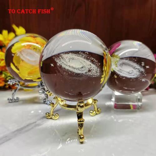 6CM Diameter Globe Galaxy Miniatures Crystal Ball 3D Laser Engraved Quartz Glass Ball Sphere Home Decoration Accessories Gifts