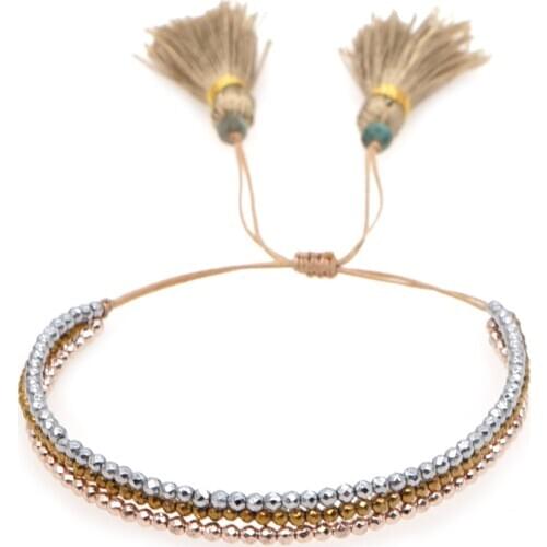 Go2Boho Multilayer Bracelets for Women Jewelry Metal Beaded Braclet 2021 Adjustable Trendy Men Jewellery Tassel Bracelet Femme