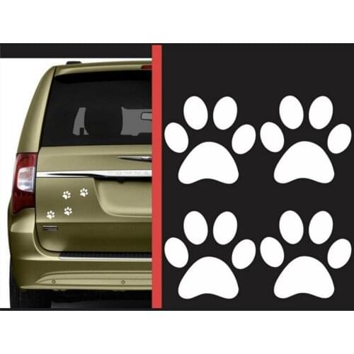4Pcs Car Sticker PVC 3D Dog Paw Decal Vinyl Cartoon Animal Footprint Panda Cat Foot Claw Walking Wall Home Decoration