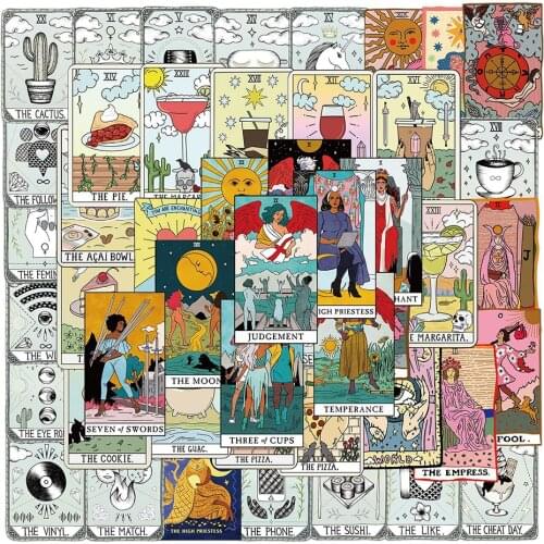 50PCS New Divination Tarot Graffiti Stickers Pack To DIY Laptop Notebooks Suitcase Water bottle For Girl Gift Decal Sticker