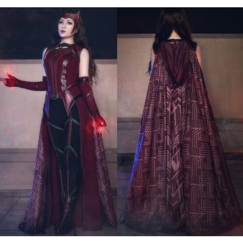 Fancy Halloween Masquerade WandaVision Cosplay Costume Wanda Role-playing Clothing Full Set With Boots