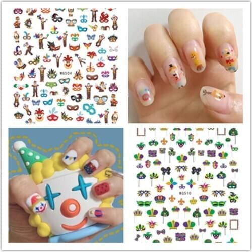 Newest WG504 505 506 3D nail sticker decal stamping back gule DIY nail decoration tools