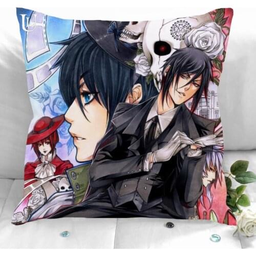 New Custom Kuroshitsuji Pillowcases Printed Square Pillowcase Home Decorative Zipper Pillow Cover 35X35cm40X40cm(One Side)