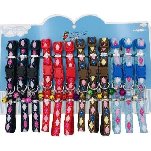 Pet Collar Dog Cat Collar Embroidery Pattern Nylon Pet Puppy Dog Cat Collar Teddy With Bell Wholesale 12pcs/CD