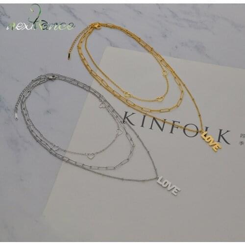 Nextvance PrettyStainless Steel Necklace Love Three layers Necklaces For Women Grilfriend Couple Jewelry Gift