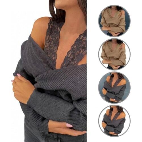 Sexy Skin-friendly Solid Color Sexy Knitted Pullover Ladies Clothing