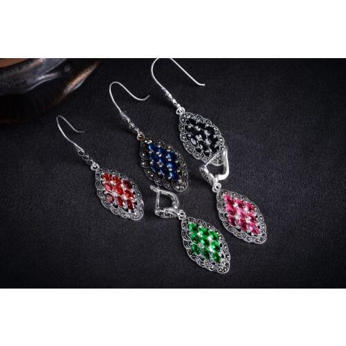 Brinco wedding brincos moda pendientes earring Ladys Purple gem 925 Sterling Ring Hoop Pierced Earrings Jewelry