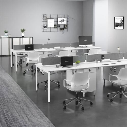 Staff white desk 6 people simple screen station office computer desk chair combination 4 people furniture