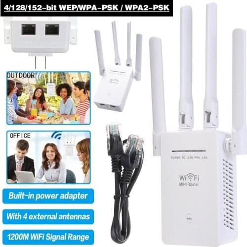 Wireless Wi-Fi Signal Range Booster Extender 2.4GHz/5GHz Dual Band 1200Mbps Signal Amplifier Network Router Repeater