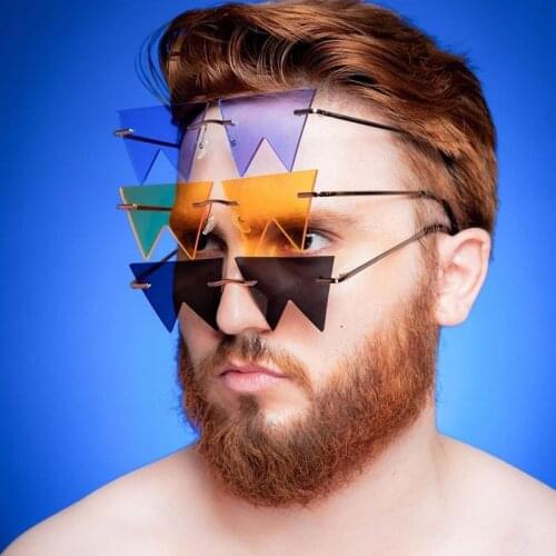 Funny Triangle Sunglasses for Women Personality Red Rimless Glasses Steampunk Hip Hop Sun Glasses Men Party Decoration Eyewear